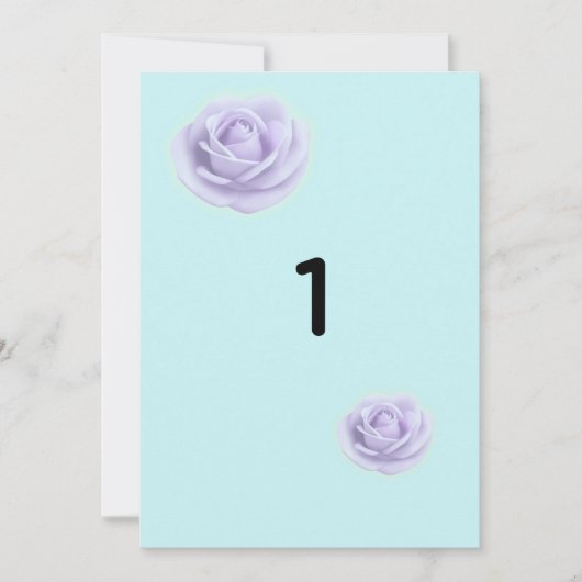 Lavender Rose Wedding Table Numbers 招待状 (正面)