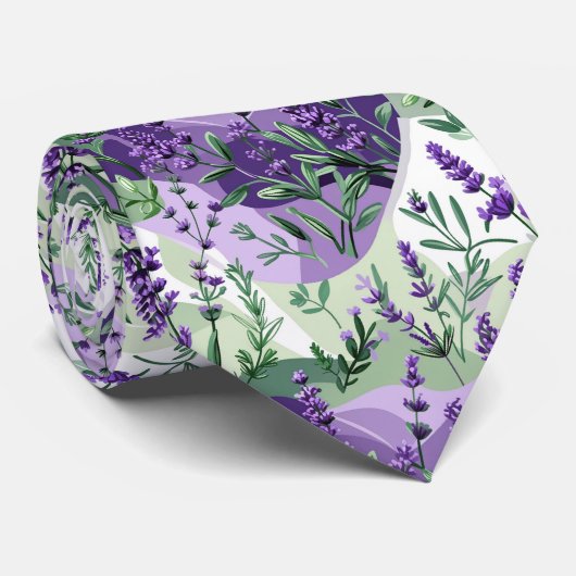 Lavender & Rosemary Botanical Seamless Pattern ネクタイ (ロール)
