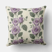 Lavender Roses With Silver And Green Leaves  クッション (裏面)