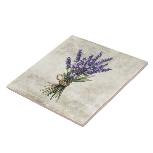Lavender Rustic Floral Faux Ceramic Tile タイル (側面)