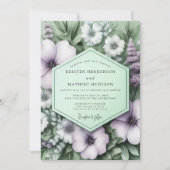 Lavender Sage Botanical Wedding 招待状 (正面)