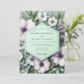 Lavender Sage Botanical Wedding 招待状 (スタンド正面)