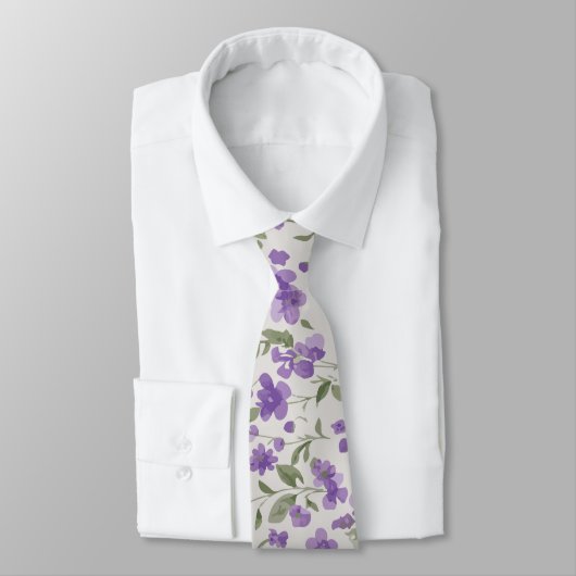 Lavender & sage floral tie ネクタイ (タイ)