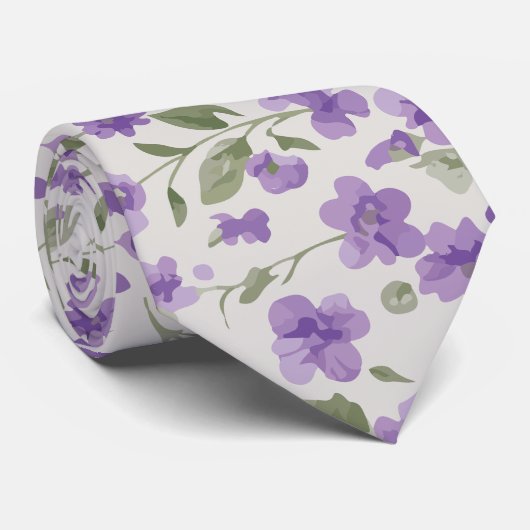 Lavender & sage floral tie ネクタイ (ロール)
