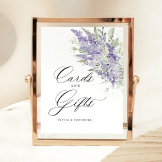 Lavender Sage Green Floral Cards & Gifts Wedding 台座サイン