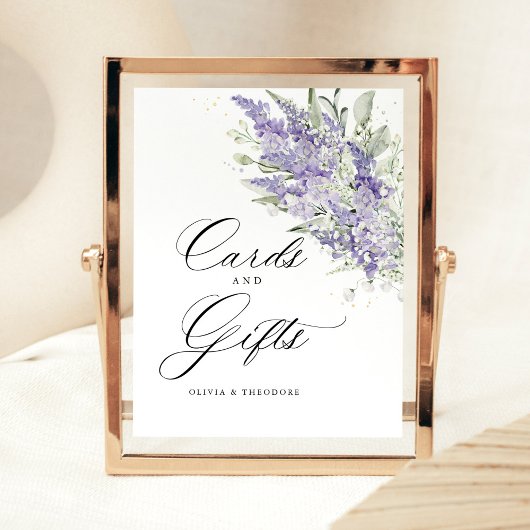 Lavender Sage Green Floral Cards & Gifts Wedding 台座サイン