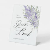 Lavender Sage Green Floral Guest Book Wedding 台座サイン (正面)