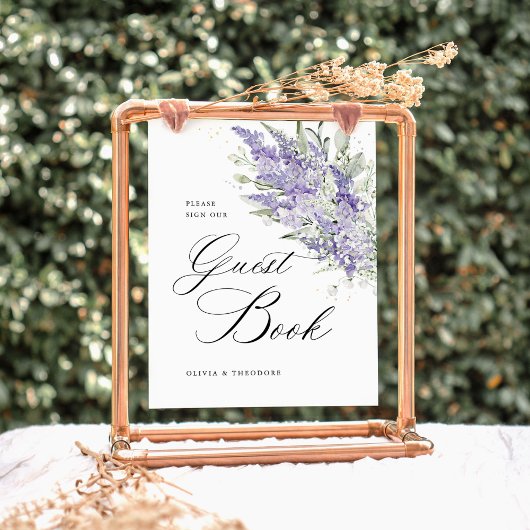 Lavender Sage Green Floral Guest Book Wedding 台座サイン