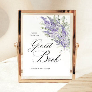 Lavender Sage Green Floral Guest Book Wedding 台座サイン