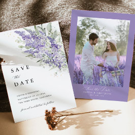 Lavender & Sage Green Floral Photo Wedding セーブザデート