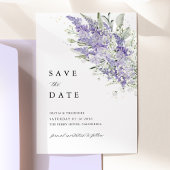 Lavender & Sage Green Floral Photo Wedding セーブザデート
