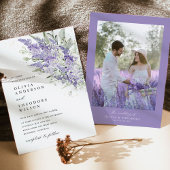 Lavender & Sage Green Floral Photo Wedding 招待状