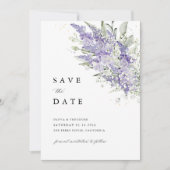 Lavender & Sage Green Floral Watercolor Wedding セーブザデート (正面)