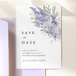 Lavender & Sage Green Floral Watercolor Wedding セーブザデート