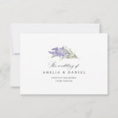 Lavender & Sage Green Floral Watercolor Wedding 出欠カード (裏面)