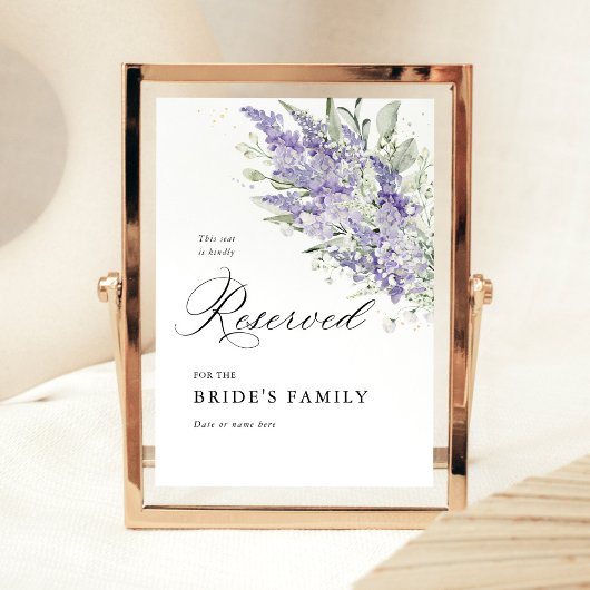 Lavender & Sage Green Floral Wedding Reserved Sign ポスター