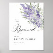 Lavender & Sage Green Floral Wedding Reserved Sign ポスター (正面)