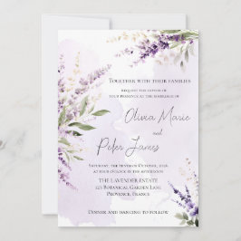 Lavender Sage Green Watercolor Wedding Invitation 招待状