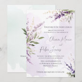 Lavender Sage Green Watercolor Wedding Invitation 招待状 (正面/裏面)