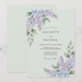 Lavender Sage Verdant Spring Wedding 招待状 (正面/裏面)