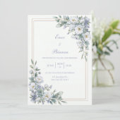 Lavender Sage White Floral Gold Frame Wedding 招待状 (スタンド正面)