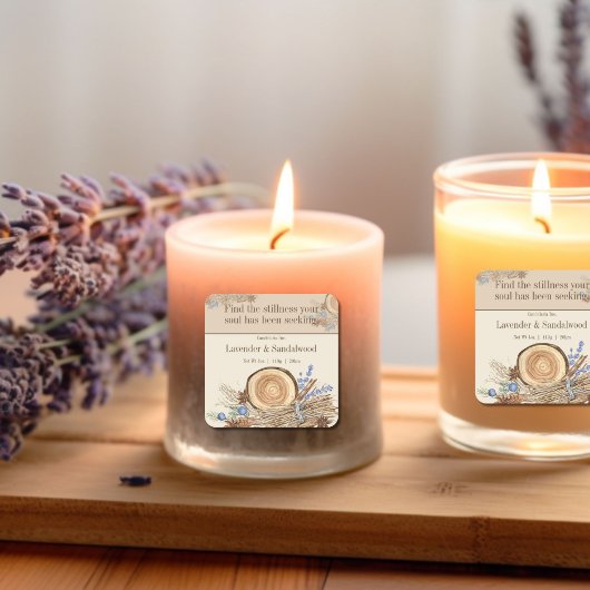 Lavender Sandalwood Quote Candle Label スクエアシール