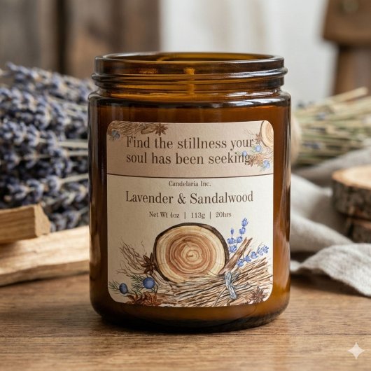 Lavender Sandalwood Quote Candle Label スクエアシール