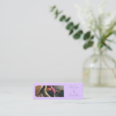 Lavender Script Business Card QR Code Service Menu スキニー名刺 (スタンド正面)