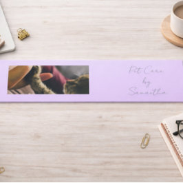 Lavender Script Business Card QR Code Service Menu スキニー名刺