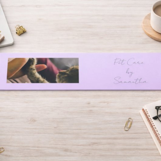 Lavender Script Business Card QR Code Service Menu スキニー名刺