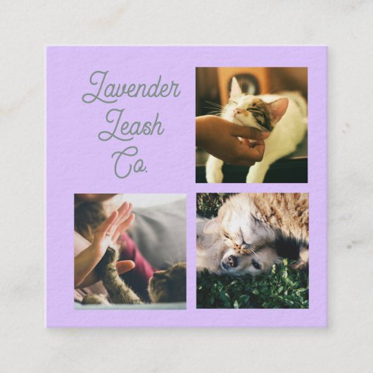 Lavender Script Business Card QR Code Service Menu スクエア名刺 (正面)