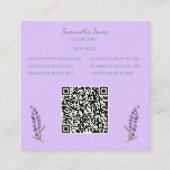 Lavender Script Business Card QR Code Service Menu スクエア名刺 (裏面)