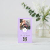 Lavender Script Business Card QR Code Service Menu 名刺 (スタンド正面)