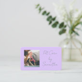 Lavender Script Business Card QR Code Service Menu 名刺 (スタンド正面)