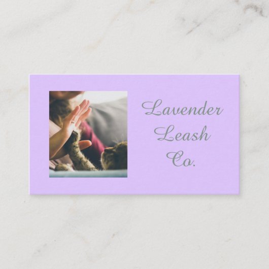 Lavender Script Business Card QR Code Service Menu 名刺 (正面)