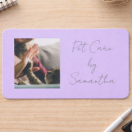 Lavender Script Business Card QR Code Service Menu 名刺