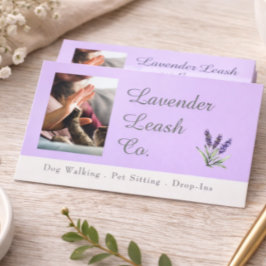 Lavender Script Business Card QR Code Service Menu 名刺