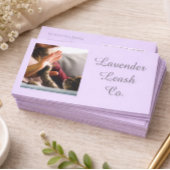 Lavender Script Business Card QR Code Service Menu 名刺