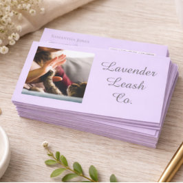 Lavender Script Business Card QR Code Service Menu 名刺