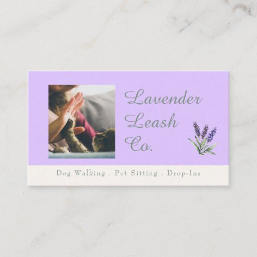 Lavender Script Business Card QR Code Service Menu 名刺 (正面)