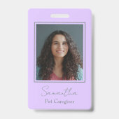 Lavender Script Business Logo Photo Pet Caregiver  バッジ (正面)