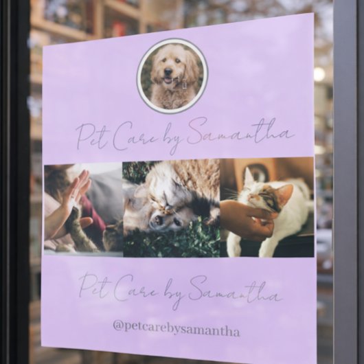 Lavender Script Logo Photo Pet Care ウィンドウサイン