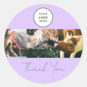 Lavender Script Logo Photo Pet Care Thank You  ラウンドシール (正面)