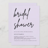 Lavender Script Modern Bridal Shower Invitation  招待状 (正面/裏面)