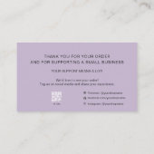 Lavender Script Thank You Card QR Small Business 名刺 (裏面)