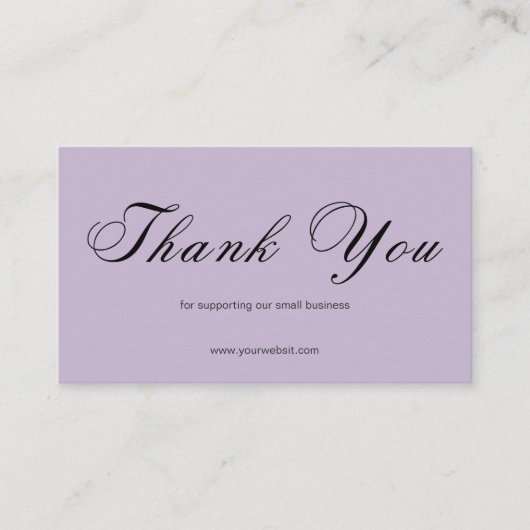 Lavender Script Thank You Card QR Small Business 名刺 (正面)