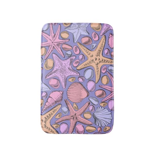 Lavender Seashell Fantasy Small Bath Mat バスマット (正面縦)