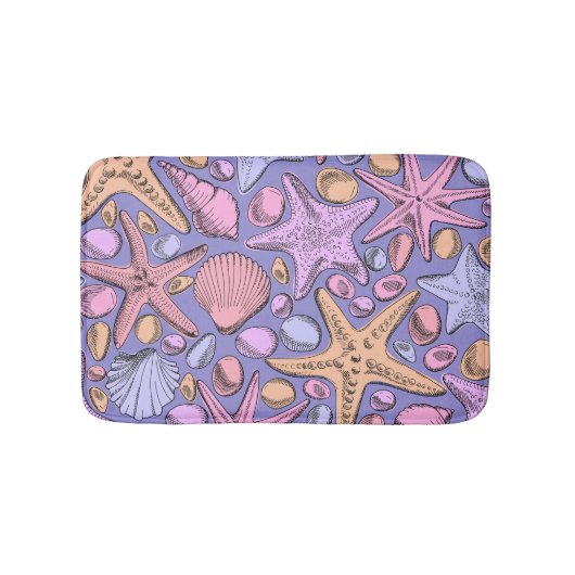 Lavender Seashell Fantasy Small Bath Mat バスマット (正面)