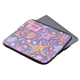 Lavender Seashell Initial Laptop Sleeve ラップトップスリーブ