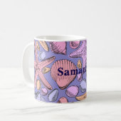 Lavender Seashell Personalized Coffee Mug コーヒーマグカップ (正面左)